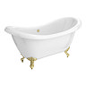 Earl 1750 Double Ended Roll Top Slipper Bath + Brushed Brass Leg Set