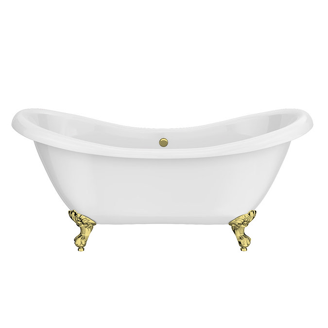 Earl 1750 Double Ended Roll Top Slipper Bath + Brushed Brass Leg Set  Feature Large Image