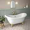 Earl 1750 Double Ended Roll Top Slipper Bath + Brushed Brass Leg Set
