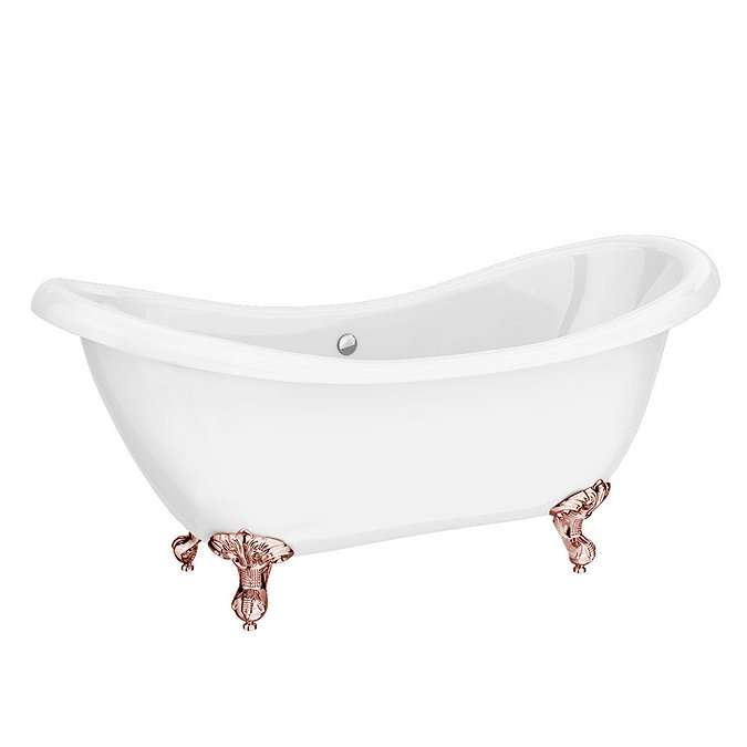 Earl 1750 Double Ended Roll Top Slipper Bath + Rose Gold Leg Set Large Image