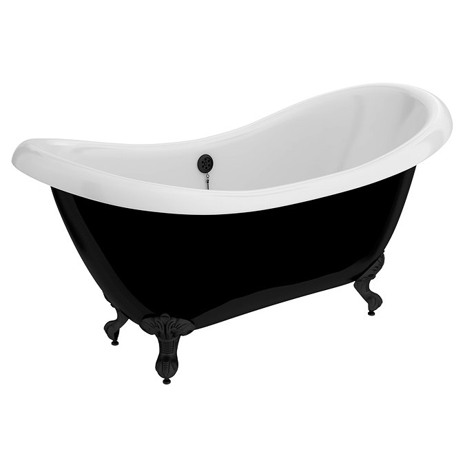 Earl Black 1750 Double Ended Roll Top Slipper Bath + Matt Black Leg Set