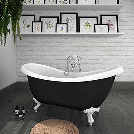 Earl Black 1750 Double Ended Roll Top Slipper Bath
