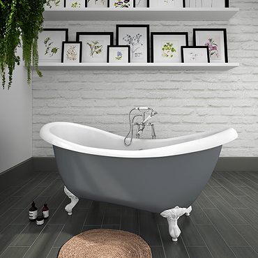 Earl Grey 1750 Double Ended Roll Top Slipper Bath w. Ball + Claw Leg Set  Profile Large Image