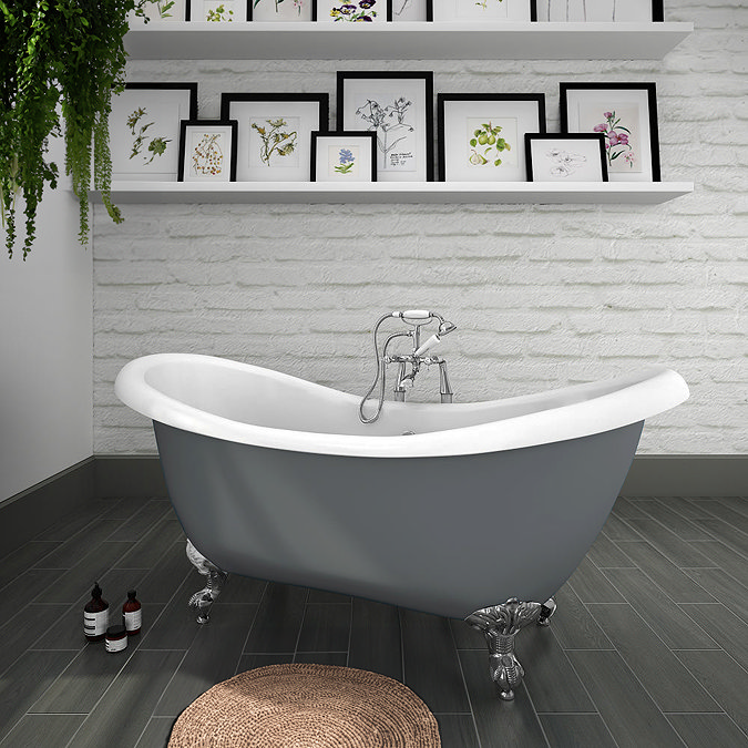 Earl Grey 1750 Double Ended Roll Top Slipper Bath w. Ball + Claw Leg Set