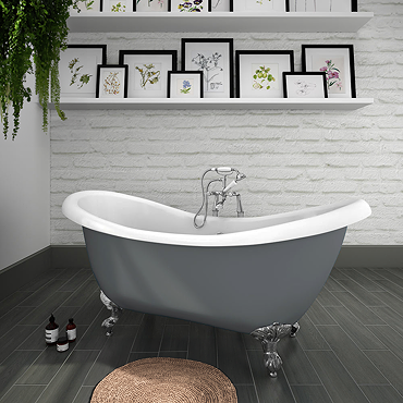 Earl Grey 1750 Double Ended Roll Top Slipper Bath w. Ball + Claw Leg Set Profile Large Image