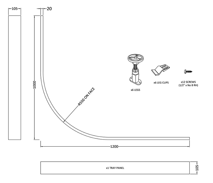 Easy Plumb Shower Tray Panel and Leg Set (1000 x 1000 Curved Plinth)