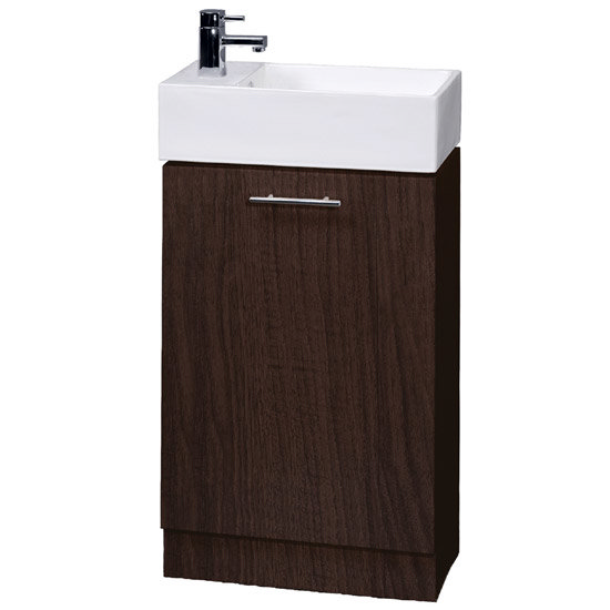 Cubix 480 x 230mm Ebony Brown Vanity Unit with Ceramic Basin - VTY041 Large Image