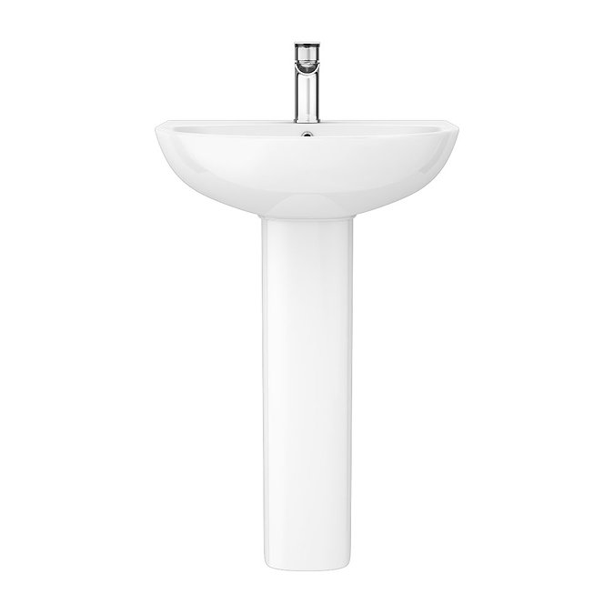 Eclipse Bathroom Basin + Full Pedestal (555mm Wide - 1 Tap Hole)  additional Large Image