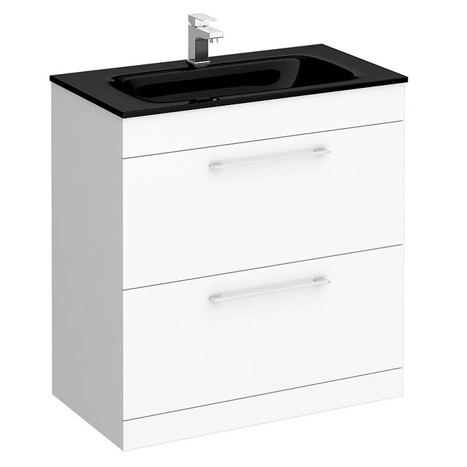 Eclipse Black Modern 2 Drawer Vanity Unit (800mm Wide - 1 Tap Hole) Large Image