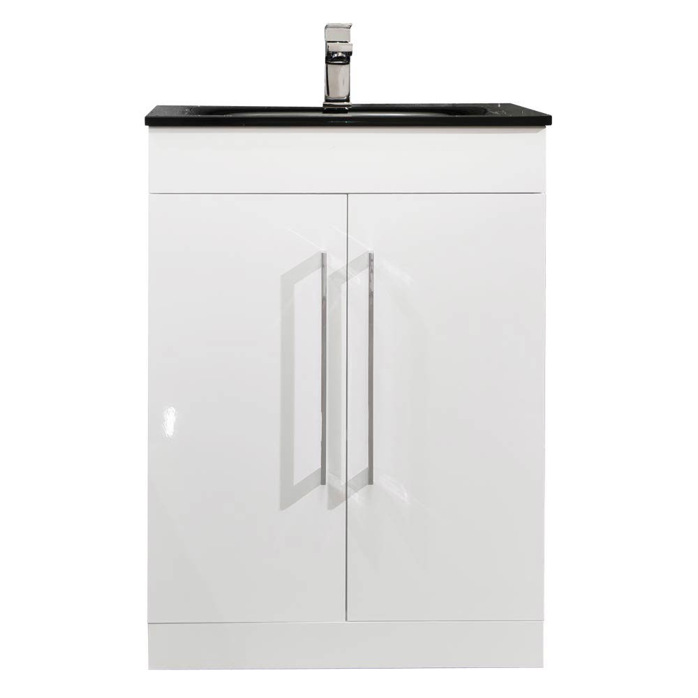 Eclipse Black Modern Vanity Unit 600mm Victorian Plumbing.co.uk