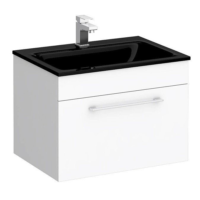 Eclipse Black Modern Wall Hung Vanity Unit (600mm Wide - 1 Tap Hole) Large Image