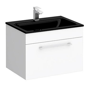 Eclipse Black Modern Wall Hung Vanity Unit (600mm Wide - 1 Tap Hole)  Profile Large Image