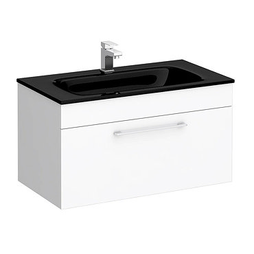 Eclipse Black Modern Wall Hung Vanity Unit (800mm Wide - 1 Tap Hole)  Feature Large Image