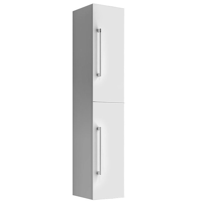 Eclipse Gloss White 2-Door Tall Wall Hung Storage Cabinet Large Image