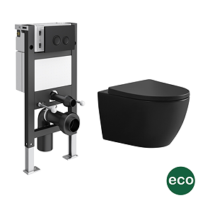 EcoDelux Compact Toilet Frame with Matt Black WhirlFlush Toilet and Matt Black Flush Plate