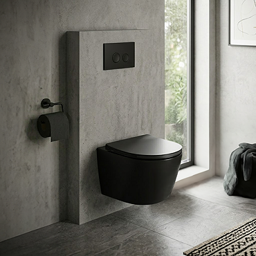 EcoDelux Compact Toilet Frame with Matt Black WhirlFlush Toilet and Matt Black Flush Plate