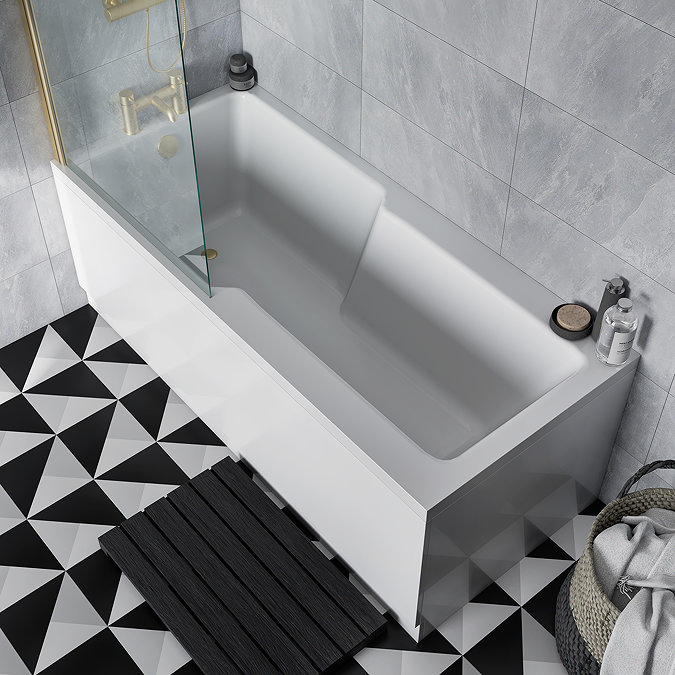 EcoDelux Premiercast Shower Bath - 1700 x 750 with Brushed Brass Bath Screen