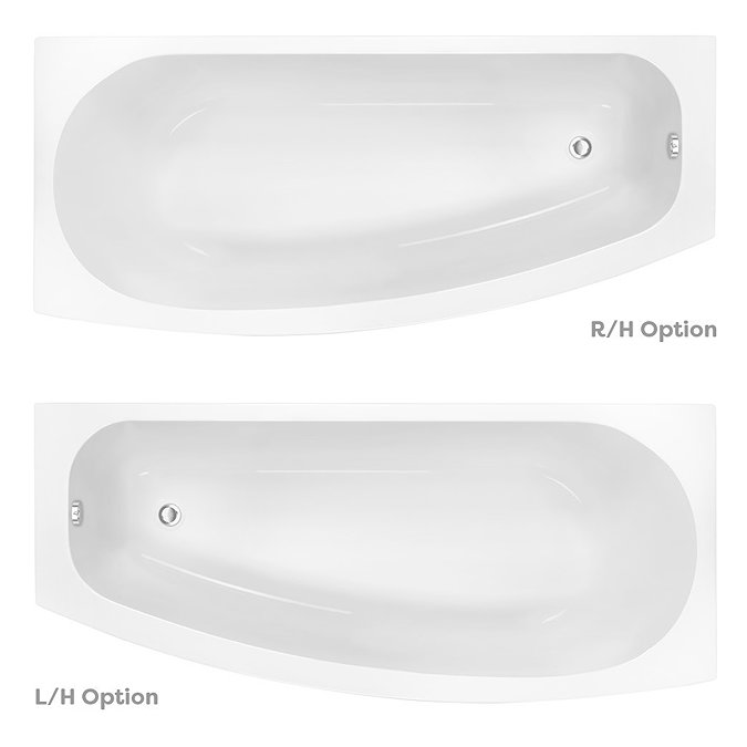 EcoDelux 1600 Space Saver Curved Bath with Hinged Screen & Panel
