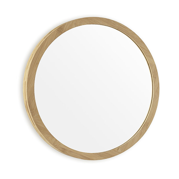 EcoDelux 800mm Bamboo Frame Round Mirror  In Bathroom Large Image