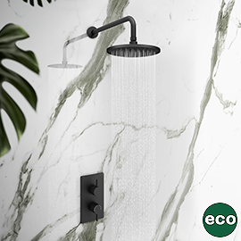 EcoDelux Arezzo Water Saving Matt Black Round Shower Package with Concealed Valve + Head