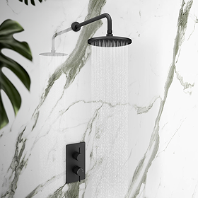 EcoDelux Arezzo Water Saving Matt Black Round Shower Package with Concealed Valve + Head