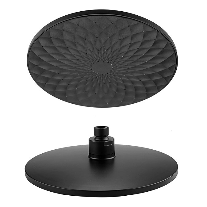 EcoDelux Arezzo Water Saving Round Shower Head with Ceiling Mounted Arm Matt Black