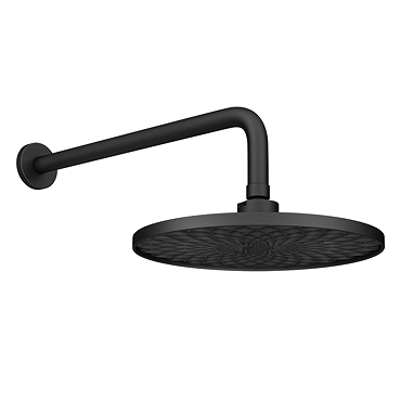 EcoDelux Arezzo Water Saving Round Shower Head with Wall Mounted Arm Matt Black