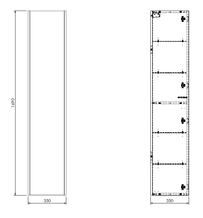 EcoDelux Ballance 1690mm Dark Oak Wall Hung Tall Storage Unit (Flat Packed)