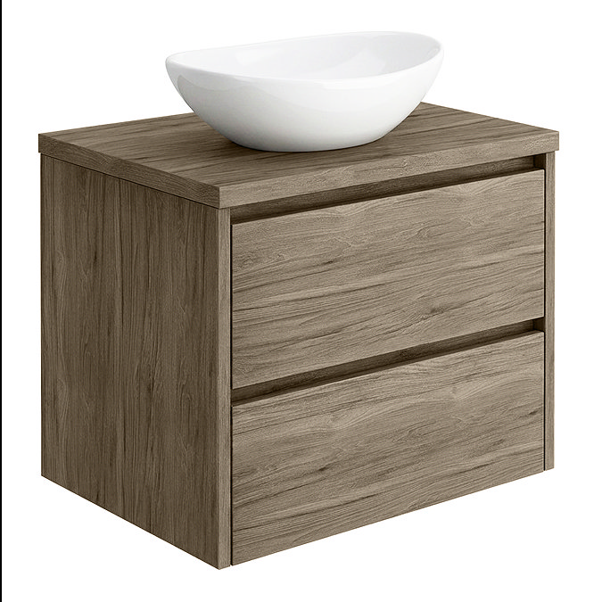 EcoDelux Ballance 600mm Dark Oak Vanity with Casca Oval Countertop Basin