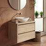 Ecodelux Ballance 600mm Natural Oak Vanity - Wall Hung 2 Drawer Unit with Worktop (Flat Packed)