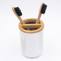 EcoDelux Bamboo Round Toothbrush Holder White
