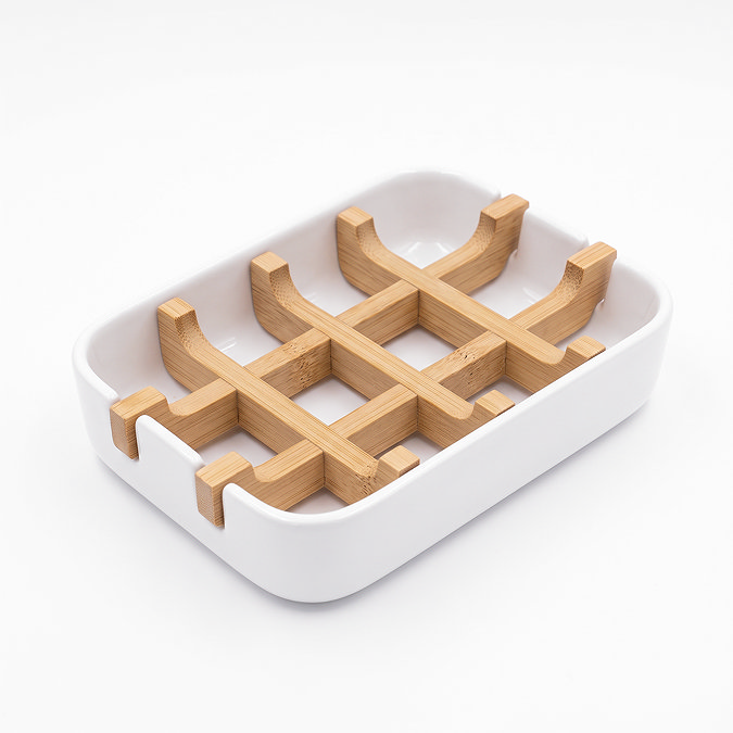 EcoDelux Bamboo Soap Dish - White
