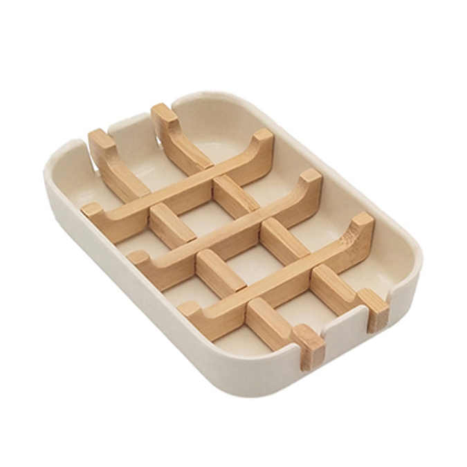 EcoDelux Bamboo Soap Dish White Large Image