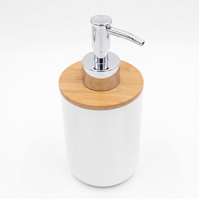 EcoDelux Bamboo Round Soap Dispenser - White