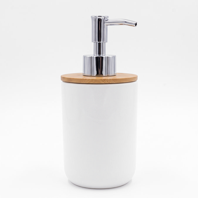 EcoDelux Bamboo Round Soap Dispenser - White