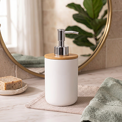 EcoDelux Bamboo Round Soap Dispenser - White