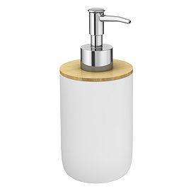 EcoDelux Bamboo Round Soap Dispenser White