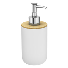 EcoDelux Bamboo Round Soap Dispenser White