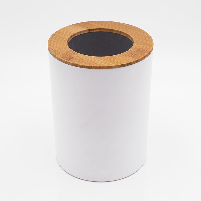 EcoDelux Bamboo Waste Bin - White