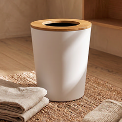 EcoDelux Bamboo Waste Bin - White