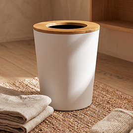 EcoDelux Bamboo Waste Bin - White