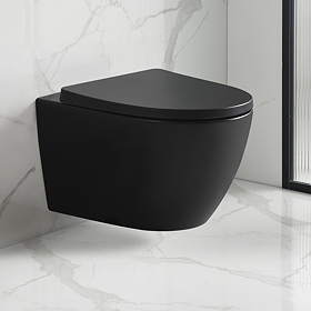 EcoDelux Matt Black Tornado Flush Wall Hung Pan & Soft Close Seat