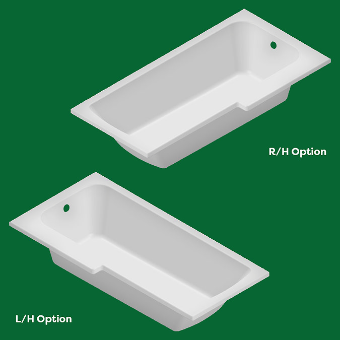 EcoDelux Water-Saving Bath - 1700mm L Shaped with Hinged Screen + Panel