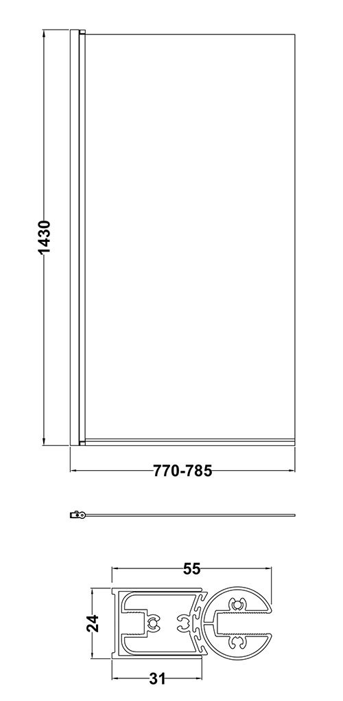 EcoDelux Water-Saving Bath - 1700mm L Shaped with Hinged Screen + Panel