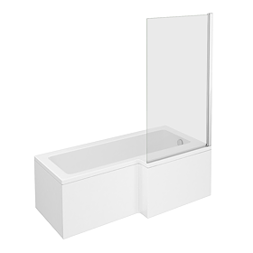 EcoDelux Water-Saving Bath - 1700mm L Shaped with Hinged Screen + Panel