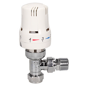 Eden 15mm Angled Thermostatic Radiator Valve - White - 315010 Large Image