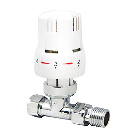 Eden 15mm Straight Thermostatic Radiator Valve - White - 315020 Large Image