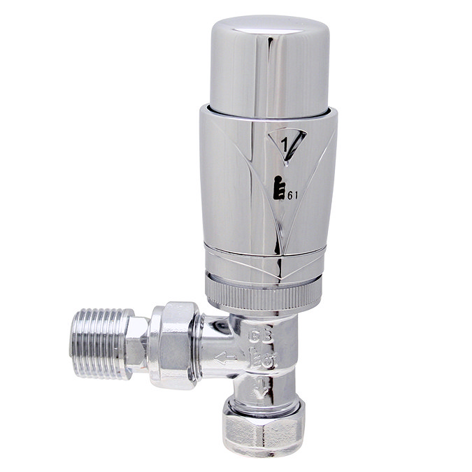 Modus Plus 15mm Angled Thermostatic Radiator Valve - Chrome Large Image