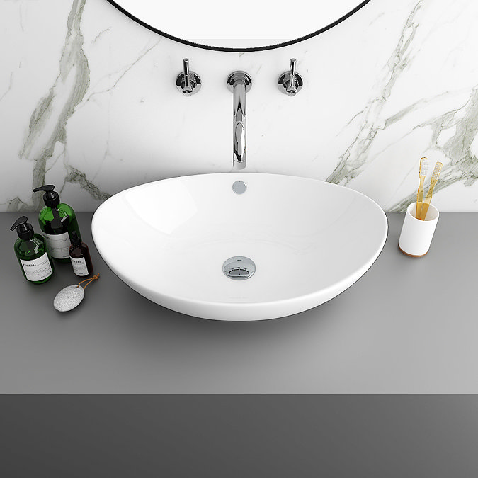 Edge High Rise Waterfall Basin Mixer with Oval Counter Top Basin  Feature Large Image