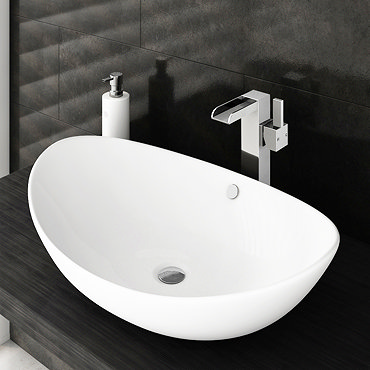Edge High Rise Waterfall Basin Mixer with Oval Counter Top Basin  Profile Large Image
